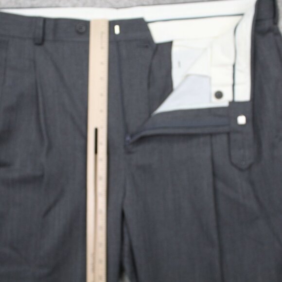 Brooks Brothers 1818 Madison Dress Pants Men 40x30 Gray Pleated 100% Wool Cuffed - Picture 9 of 11